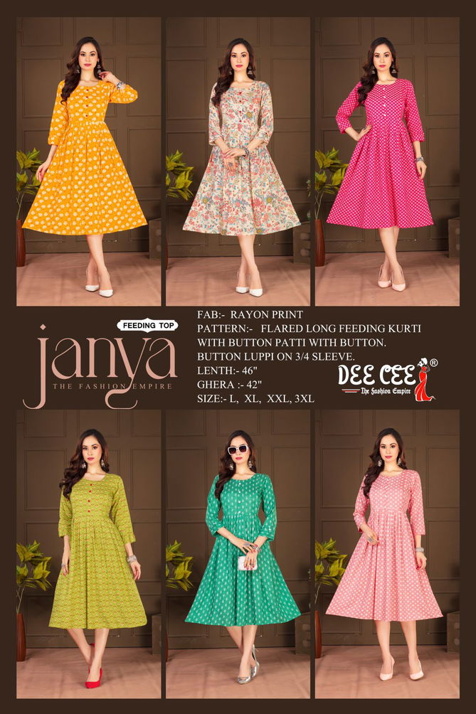 Janya By Deecee Rayon Printed Feeding Kurtis Wholesale Shop In Surat
